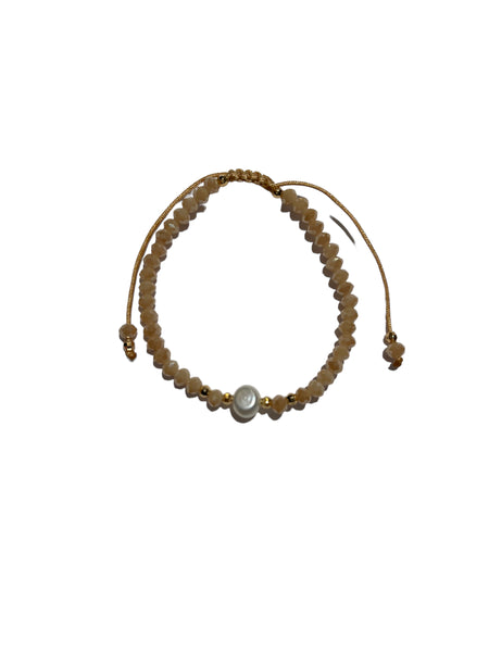 E-HC DESIGNS- Pearl with Crystals Adjustable Bracelets (More colors available)