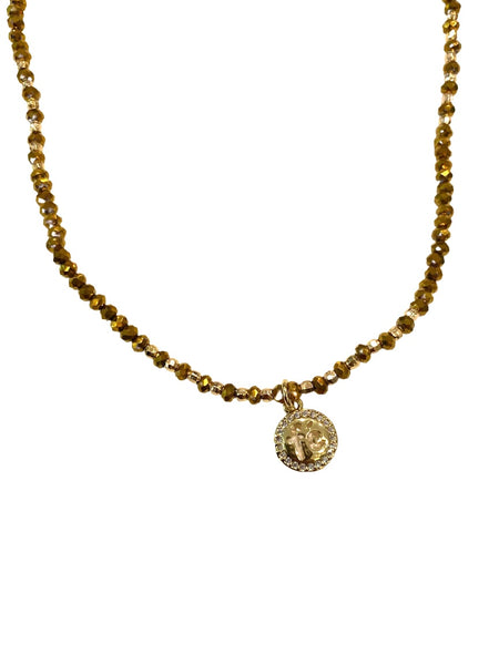 E-HC DESIGNS- Golden Mini Crystal Pendant Choker