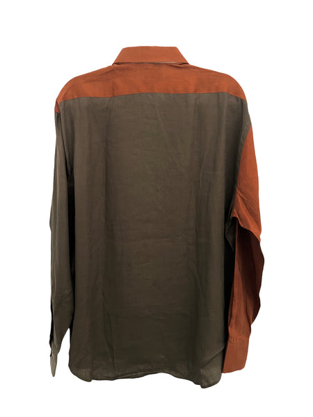 BORONEA- Linen Block Long Sleeve- Earth Tones