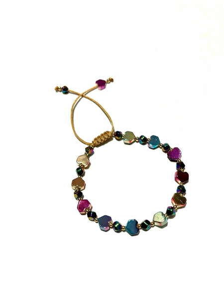 E-HC DESIGNS- Metallic Shapes Adjustable Bracelet (different shapes and colors available)