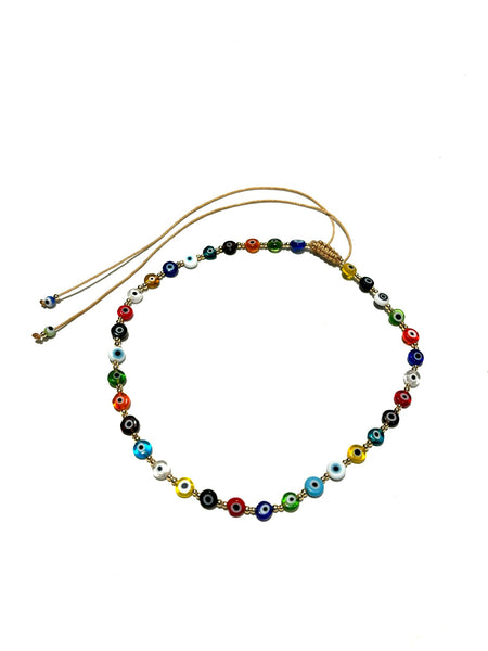 E-HC DESIGNS- Flat Evil Eye  Adjustable Choker