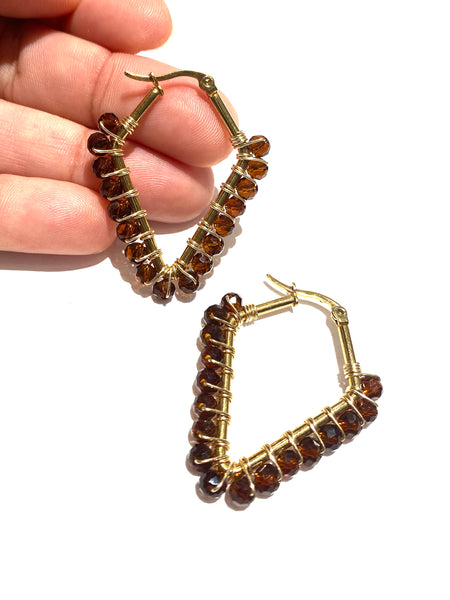 HC DESIGNS - Small Beaded Diamonds Hoops - Golden (More colors available)