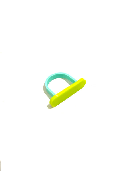 MENEO- Horizontal Ring- Lime / Aqua