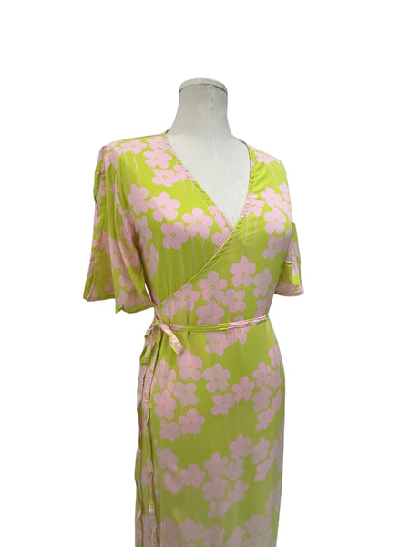 OMA DESIGNS - Green Garden Wrap Long Dress