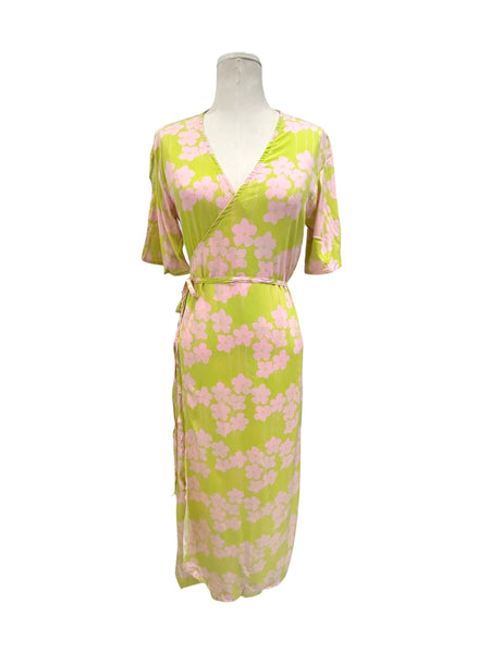 OMA DESIGNS - Green Garden Wrap Long Dress