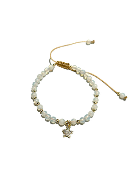 E-HC DESIGNS- Shiny Star Pendant Stone Adjustable Bracelet (different stones available)