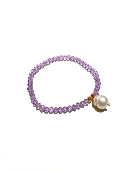 E-HC DESIGNS- Pearl Pendant with Crystals Elastic Bracelets (More colors available)