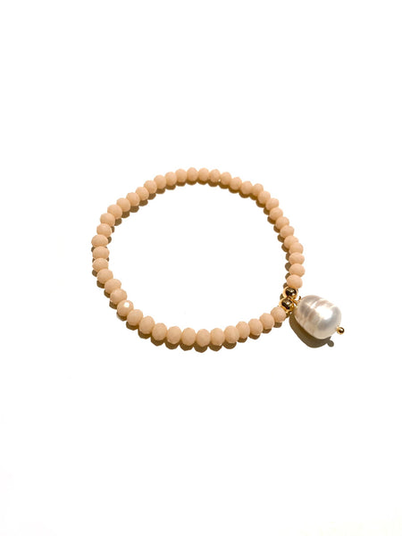 E-HC DESIGNS- Pearl Pendant with Crystals Elastic Bracelets (More colors available)