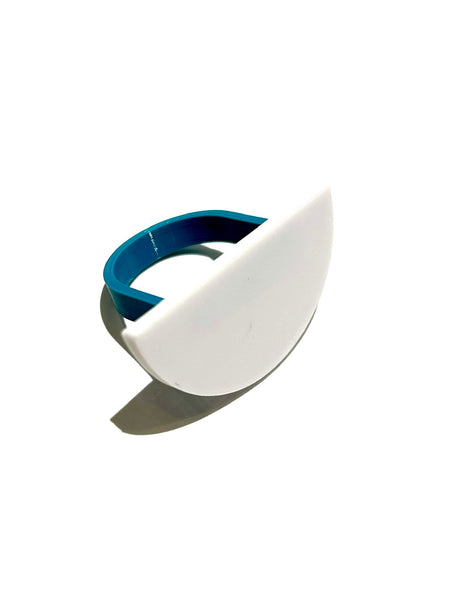 MENEO- Semi Circle White Ring