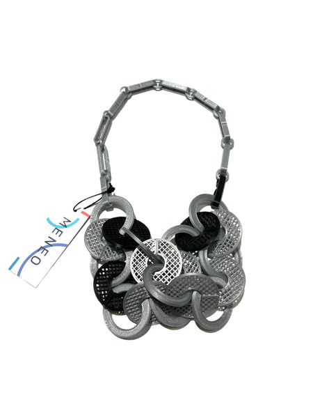 MENEO - Enlace Necklace - Silver & Black