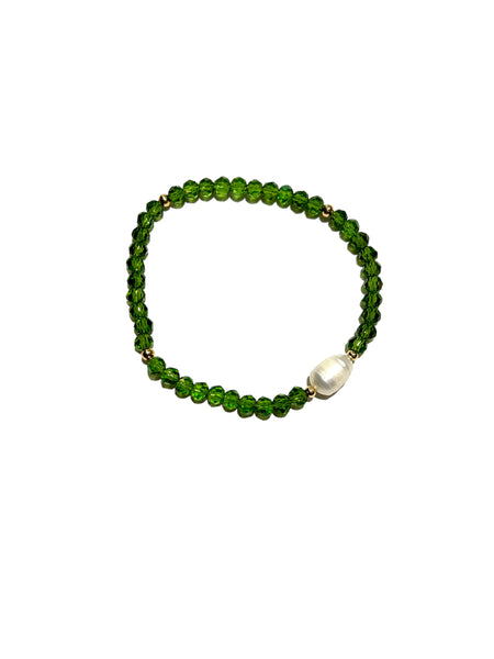 E-HC DESIGNS- Round Pearl with Crystals Elastic Bracelets (More colors available)