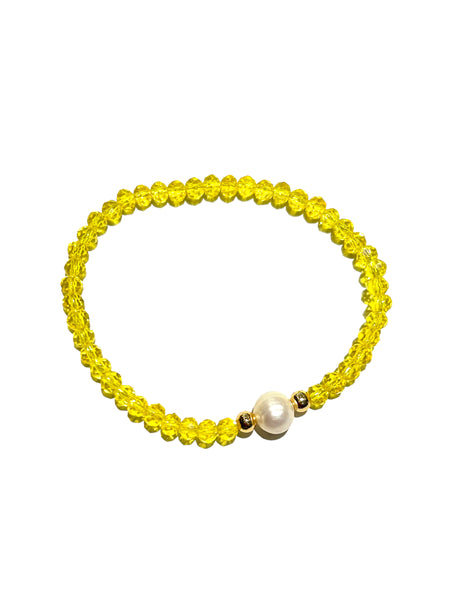 E-HC DESIGNS- Round Pearl with Crystals Elastic Bracelets (More colors available)