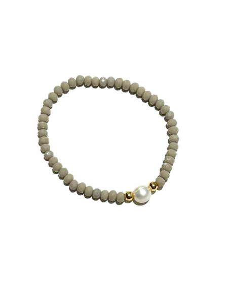 E-HC DESIGNS- Round Pearl with Crystals Elastic Bracelets (More colors available)