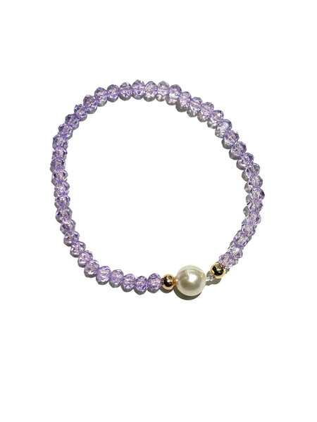 E-HC DESIGNS- Round Pearl with Crystals Elastic Bracelets (More colors available)