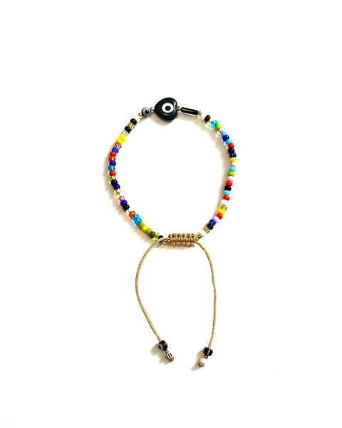 E-HC DESIGNS - Adjustable Evil Eye Bracelet With Small Heart Shape  (Sold Individually)