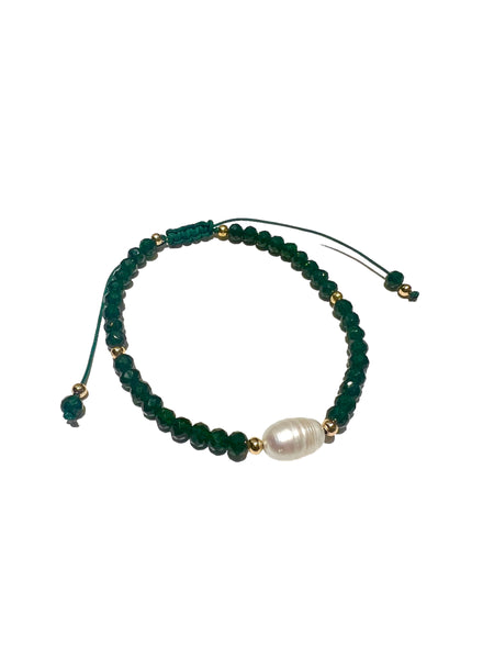 E-HC DESIGNS- Pearl with Crystals Adjustable Bracelets (More colors available)