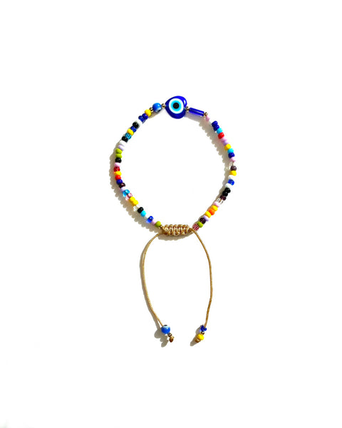 E-HC DESIGNS - Adjustable Evil Eye Bracelet With Small Heart Shape  (Sold Individually)