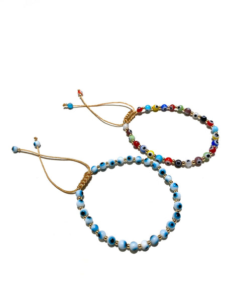 E-HC DESIGNS- 4mm Rounded Evil Eye Adjustable Bracelet