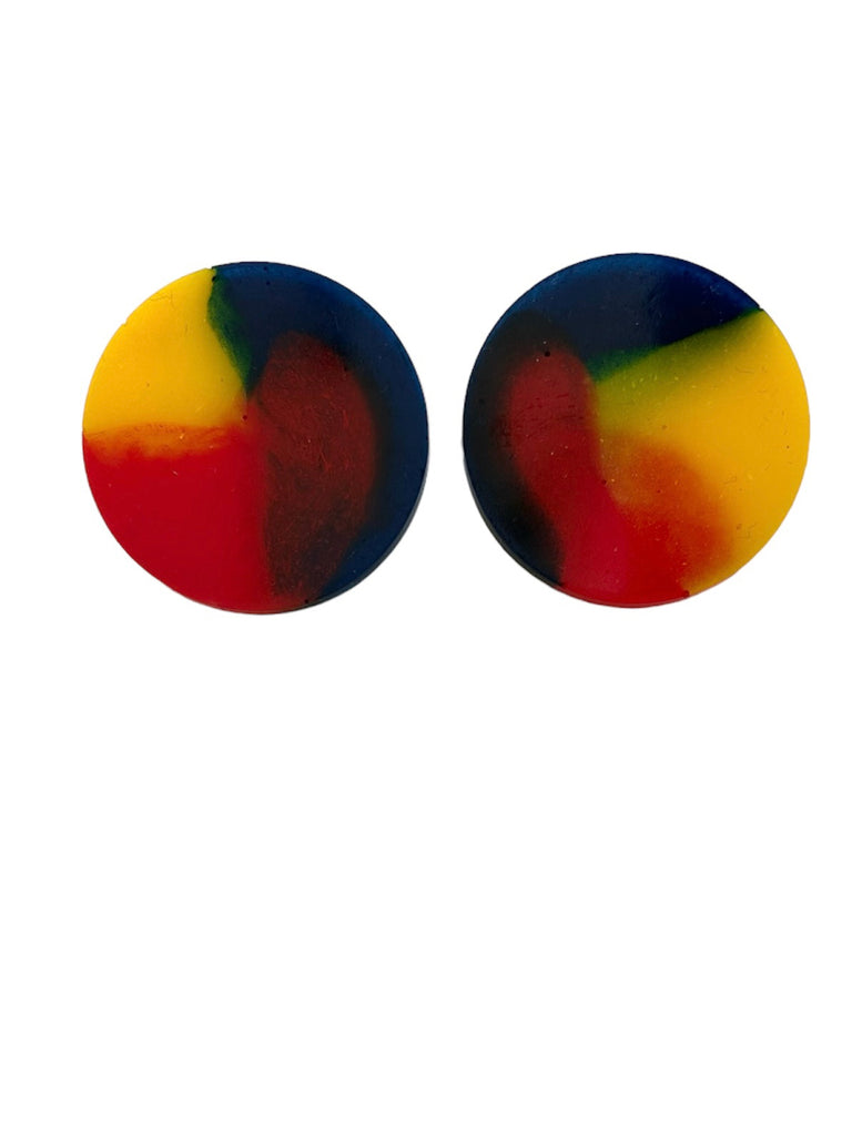 PSYCHEDELIC DOODLE - Round Tricolor Resin Earrings