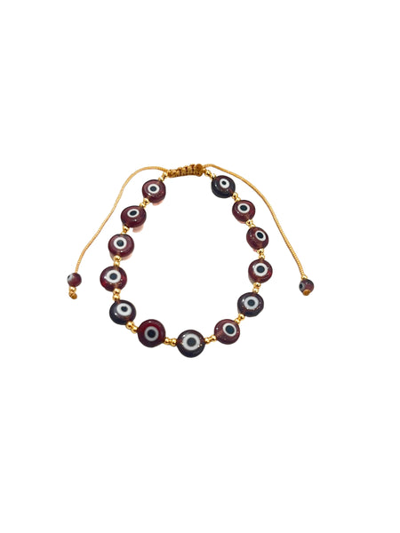 E-HC DESIGNS- Flat Evil Eye Adjustable Bracelet (more colors available)