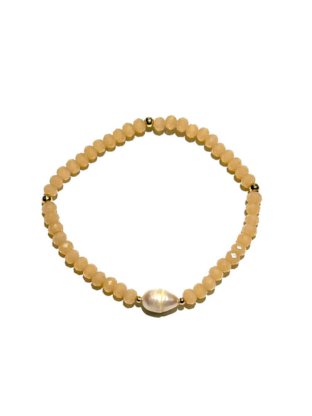 E-HC DESIGNS- Pearl with Crystals Elastic Bracelets (More colors available)