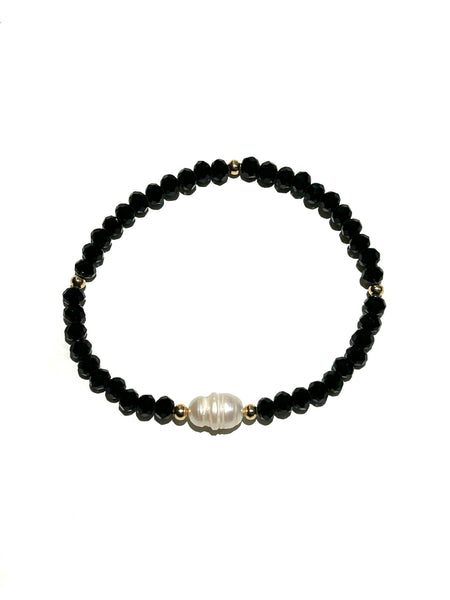 E-HC DESIGNS- Pearl with Crystals Elastic Bracelets (More colors available)