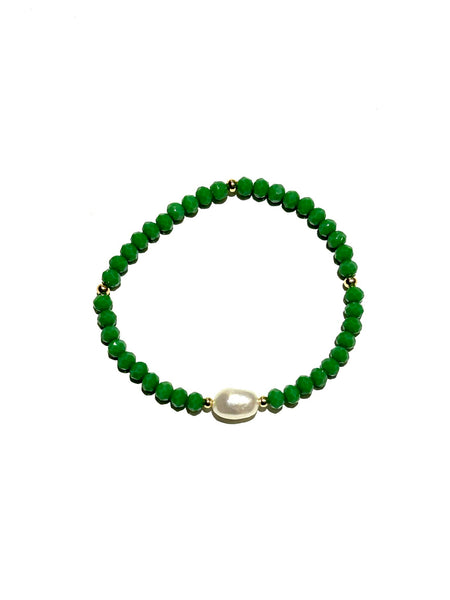 E-HC DESIGNS- Pearl with Crystals Elastic Bracelets (More colors available)