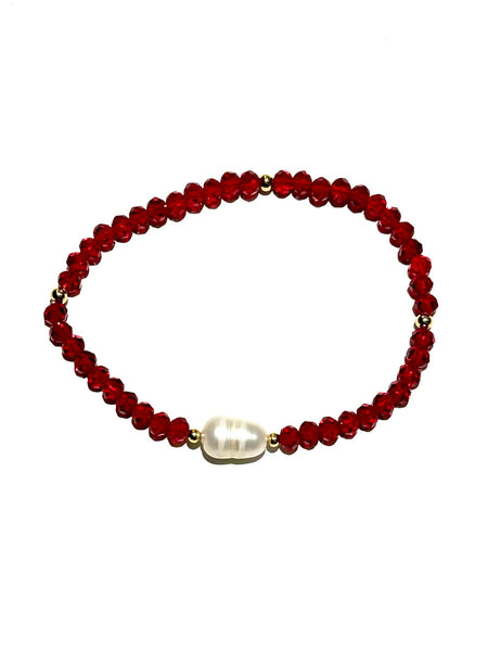 E-HC DESIGNS- Pearl with Crystals Elastic Bracelets (More colors available)