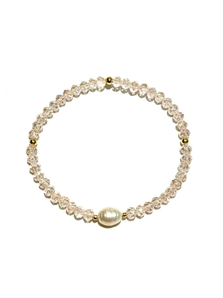 E-HC DESIGNS- Pearl with Crystals Elastic Bracelets (More colors available)