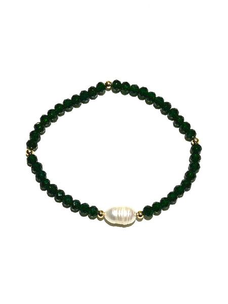 E-HC DESIGNS- Pearl with Crystals Elastic Bracelets (More colors available)