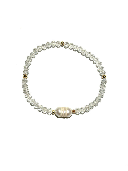 E-HC DESIGNS- Pearl with Crystals Elastic Bracelets (More colors available)