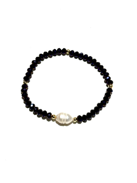 E-HC DESIGNS- Pearl with Crystals Elastic Bracelets (More colors available)