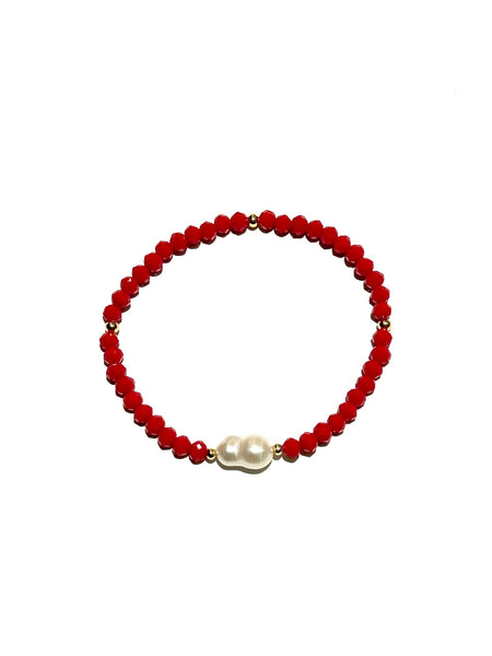 E-HC DESIGNS- Pearl with Crystals Elastic Bracelets (More colors available)