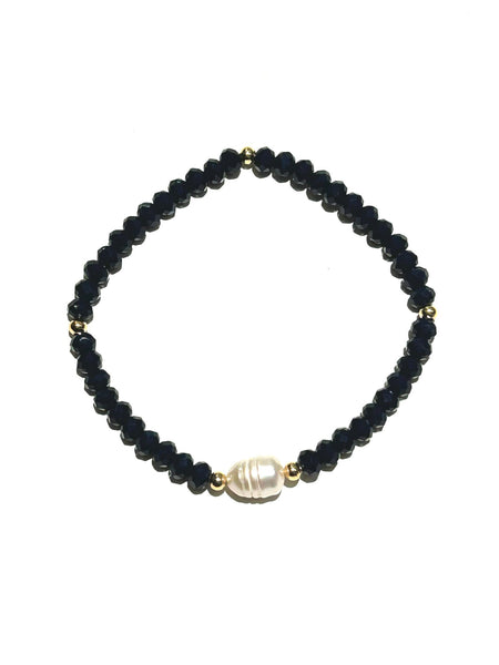 E-HC DESIGNS- Pearl with Crystals Elastic Bracelets (More colors available)