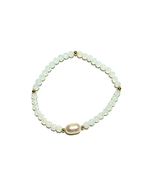 E-HC DESIGNS- Pearl with Crystals Elastic Bracelets (More colors available)