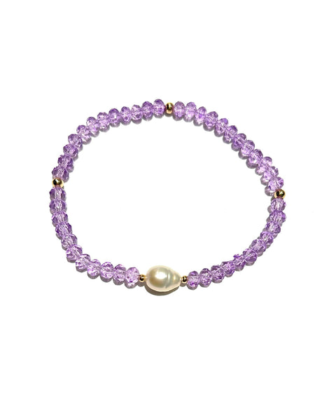 E-HC DESIGNS- Pearl with Crystals Elastic Bracelets (More colors available)