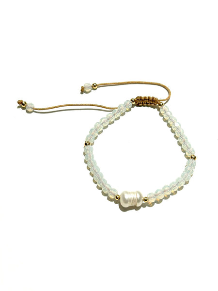 E-HC DESIGNS- Pearl with Crystals Adjustable Bracelets (More colors available)