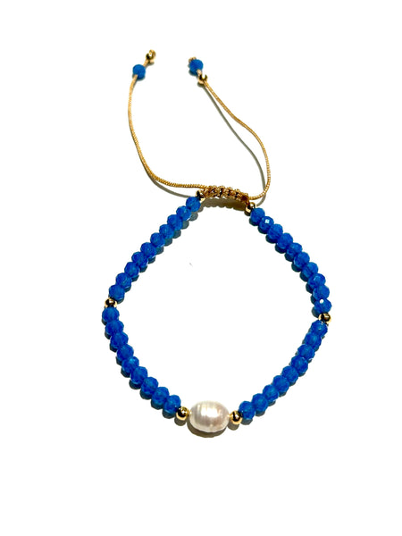 E-HC DESIGNS- Pearl with Crystals Adjustable Bracelets (More colors available)