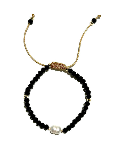 E-HC DESIGNS- Pearl with Crystals Adjustable Bracelets (More colors available)