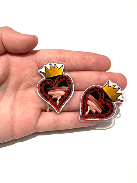 PAPEL PÚRPURA- Mini Studs- Queen of Hearts