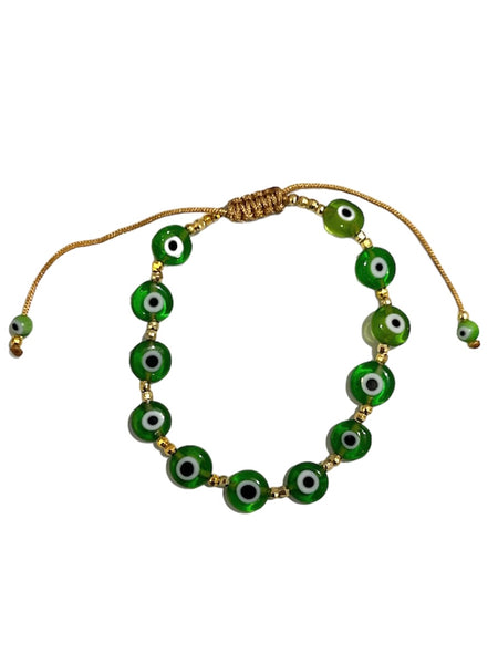 E-HC DESIGNS- Flat Evil Eye Adjustable Bracelet (more colors available)