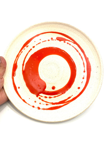 NIETO CERAMICS - Wide plate with Scarlet Splatter