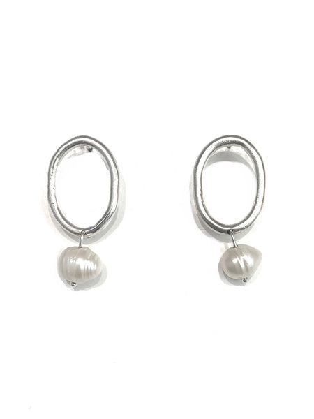 AVI- Halo Pearl Silver Earrings