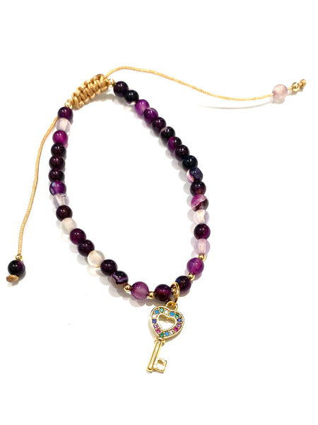 E-HC DESIGNS- Pendant Charm Stone Bracelet (different colors available)