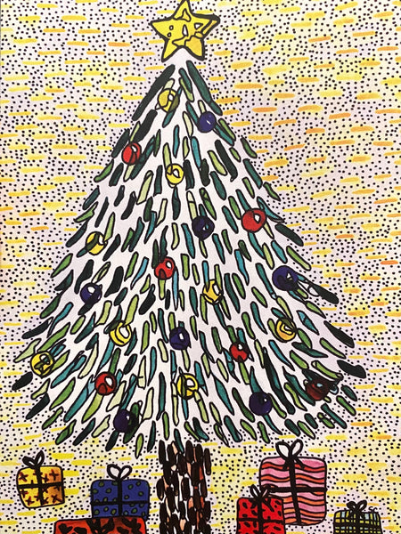 SUSANA CACHO- Art Print- Arbol, Estrellas y regalos (Different sizes available)