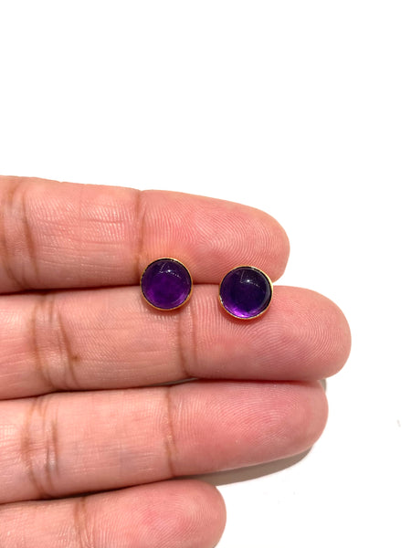 MONIQUE MICHELE - Round Studs - Amethyst Stone (Silver or Gold)