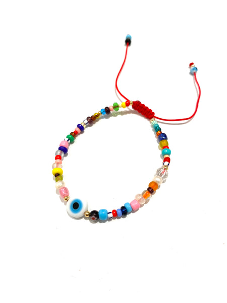 HC DESIGNS- Mati Eye Seedbeads Ajustable Bracelet