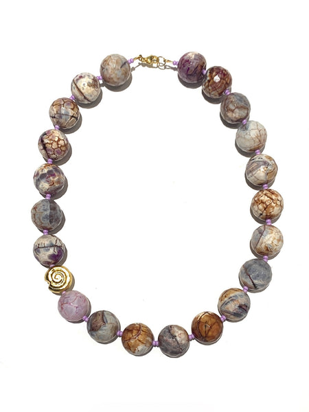 HC DESIGNS- Bold Agate With Golden Spiral Necklace (different colors available)