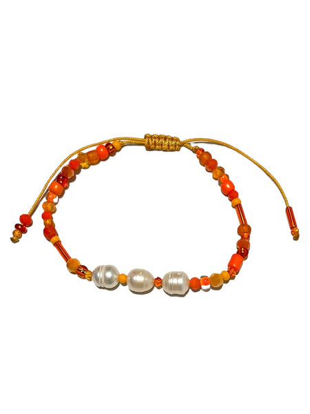 HC DESIGNS - Triple Pearl Solid Adjustable Bracelets